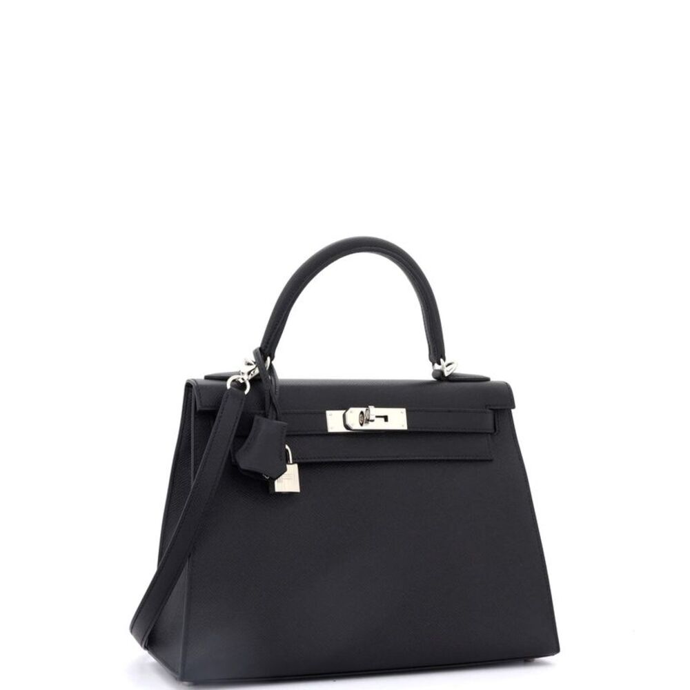 Hermes Kelly Handbag Noir Epsom with Palladium Hardware 28 Black - Picture 3 of 8